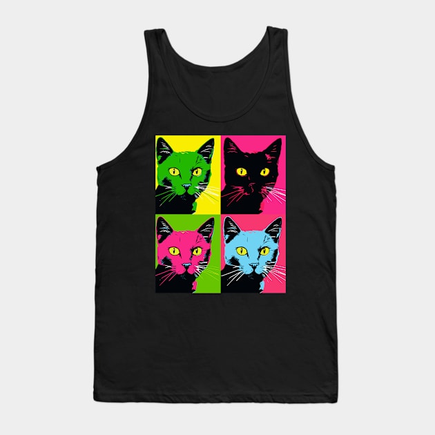 Funny Cat Gifts Men Kids Women Novelty Black Cat Tank Top by KsuAnn